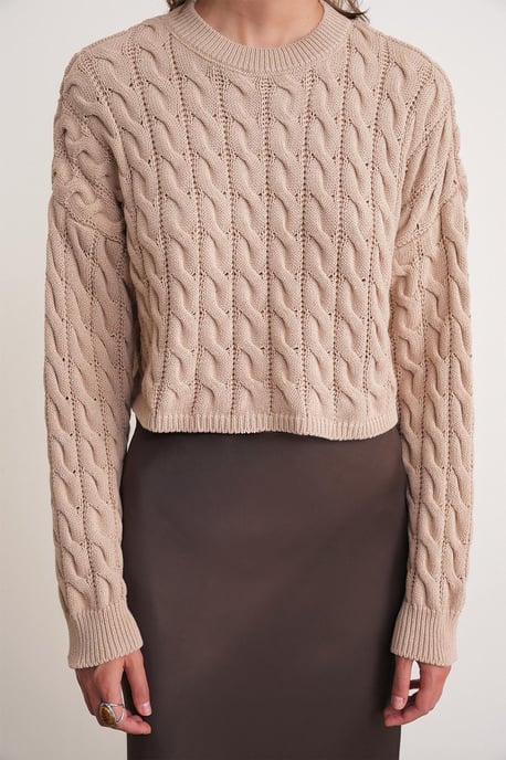 Kabelstrickmuster Rundhals-Pullover - Image 5