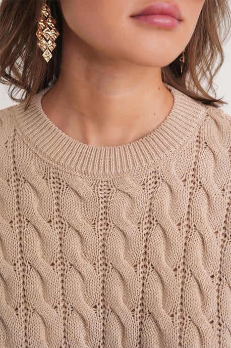 Kabelstrickmuster Rundhals-Pullover - Image 6
