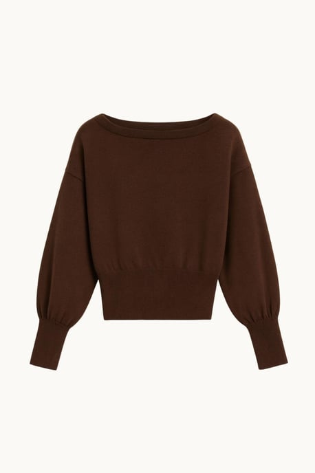 Boote-Ausschnitt Ballonärmel Lässiger Strickpullover - Image 6