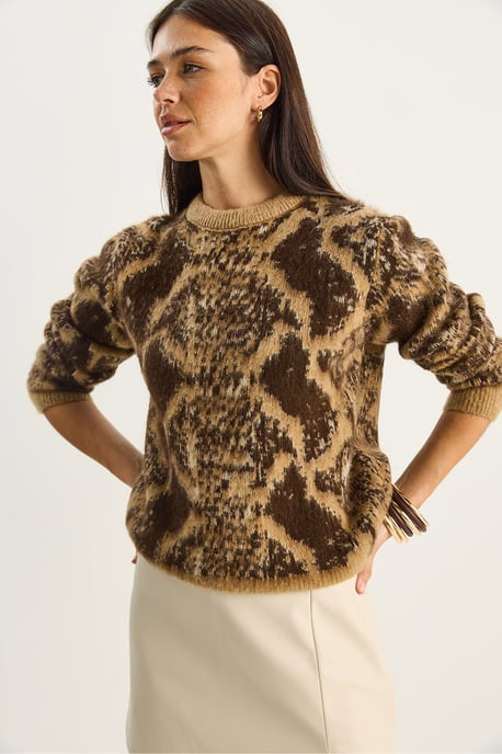 Übermaßiger Strickpullover mit Leopardenmuster - Image 4