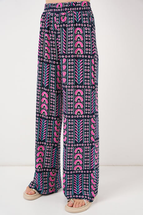 Hoch taillierte geometrisch gestreifte Palazzo-Hose - Image 2