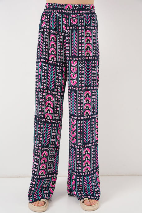 Hoch taillierte geometrisch gestreifte Palazzo-Hose - Image 4