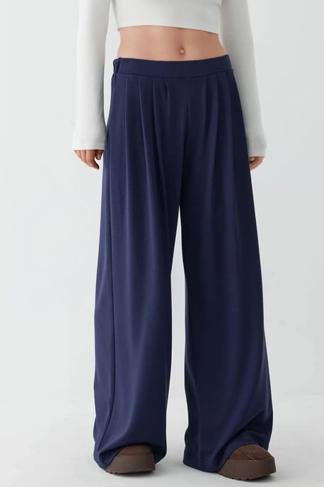 Weiche Touch Plissierte Weite Hose - Image 1