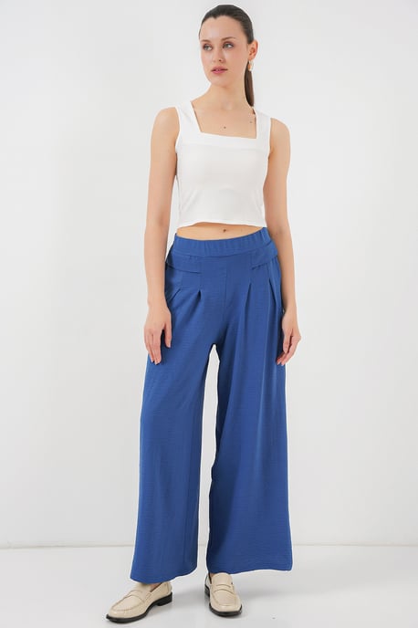 Big Dart Faltenweite Crepe-Hose - Marineblau - Image 3