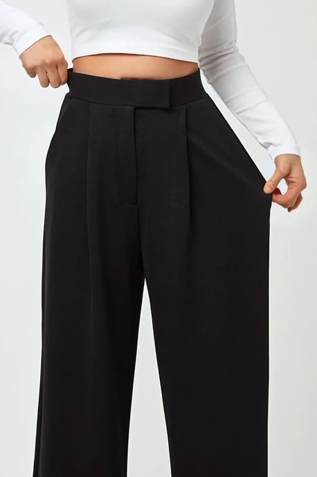 Hochtaillierte elastische Crepe Palazzo-Hose - Image 5