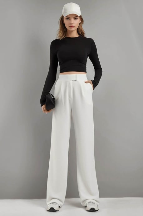 Hochtaillierte elastische Crepe Palazzo-Hose - Image 2