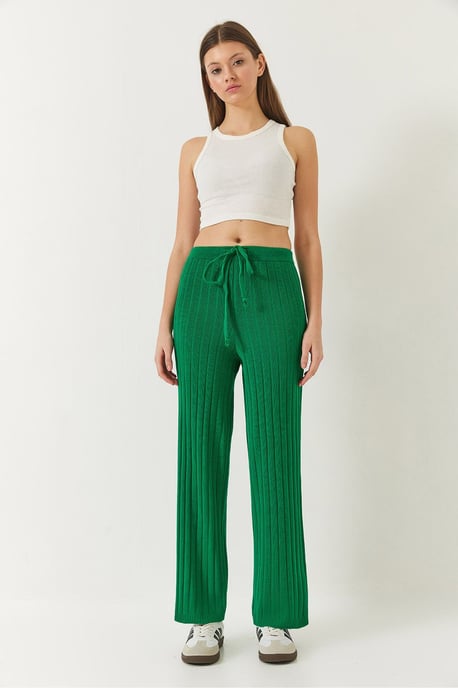 Texturierte Palazzo-Hose mit Kordelzugverschluss - Image 2