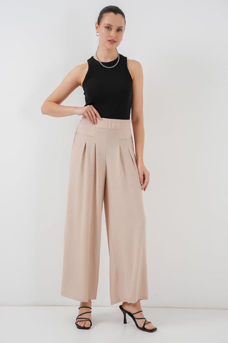 Falten Midikrepp-Hose mit weitem Bein - Image 2