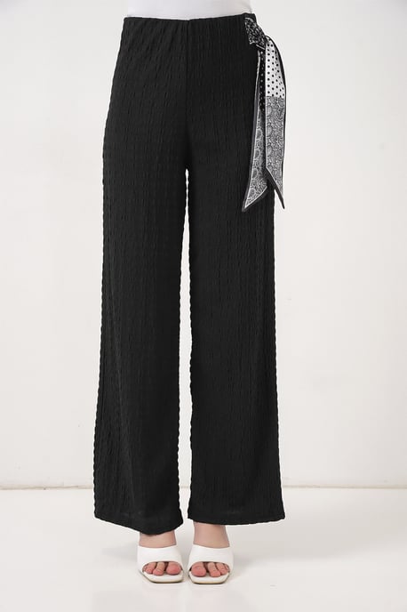 Texturierte Hose mit Schal-Detail - Image 2