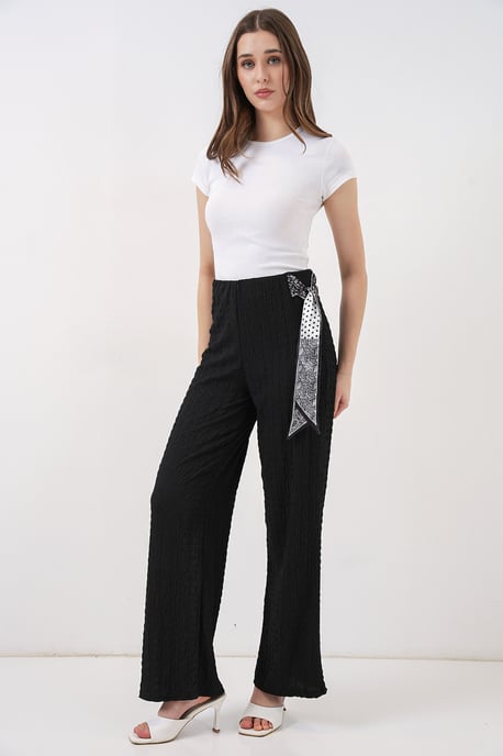 Texturierte Hose mit Schal-Detail - Image 3