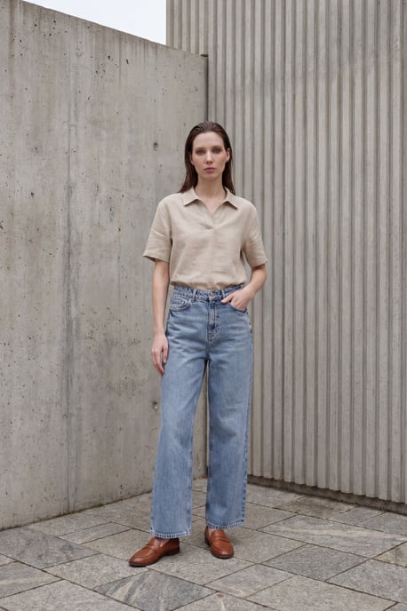 Hochtaillierte gerade Denim-Jeans - Image 1