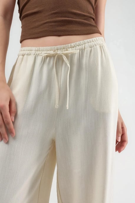 Viskose-Leinen Mischgewebe Weite Beinhose - Image 4