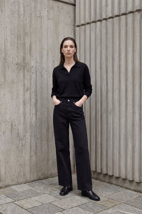 Hochtaillierte gerade Denim-Jeans - Image 1