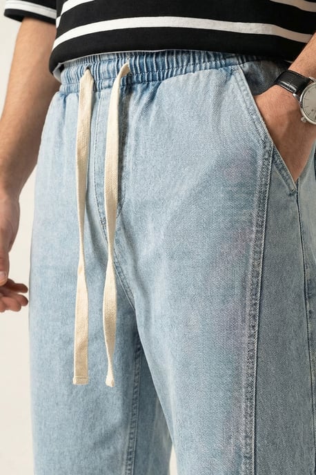 Baggy-Denim-Hosen mit Kordelzugbund - Image 3