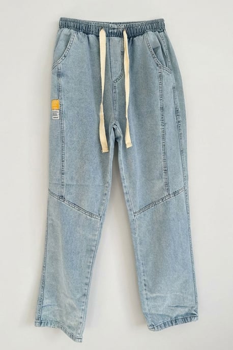 Baggy-Denim-Hosen mit Kordelzugbund - Image 5