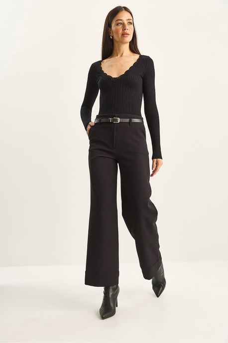 Hohe Taille Weite Bein Hose - Image 2