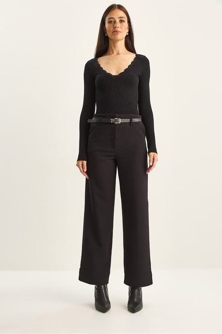 Hohe Taille Weite Bein Hose - Image 3