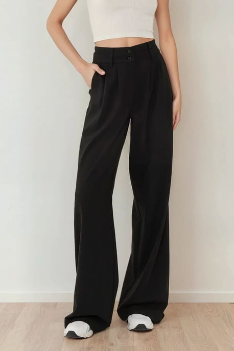 Hoch taillierte plissierte Palazzo-Hose - Image 1