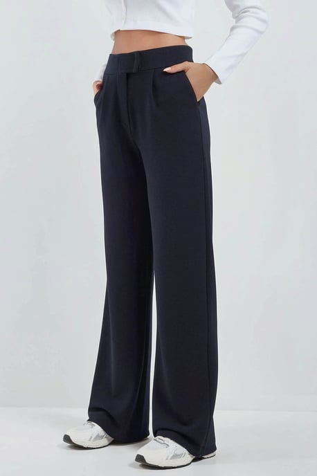 Hochtaillierte elastische Crepe Palazzo-Hose - Image 1
