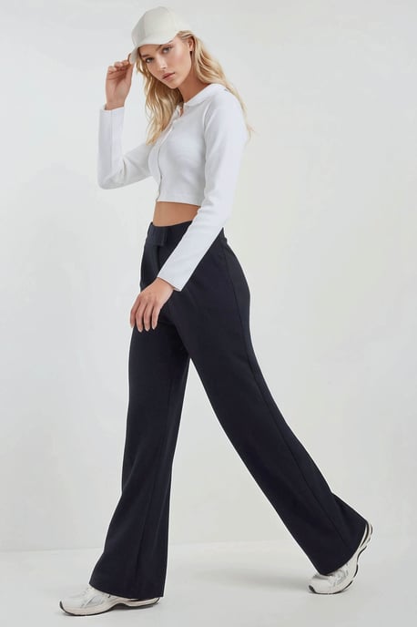 Hochtaillierte elastische Crepe Palazzo-Hose - Image 3
