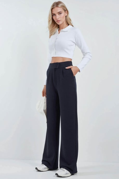 Hochtaillierte elastische Crepe Palazzo-Hose - Image 5