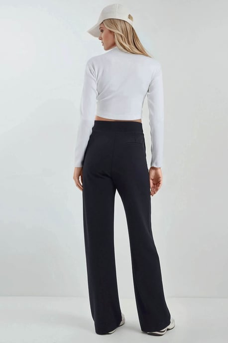 Hochtaillierte elastische Crepe Palazzo-Hose - Image 6