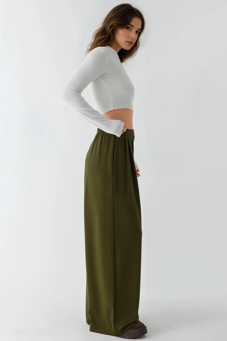 Weiche Touch Plissierte Weite Hose - Image 3
