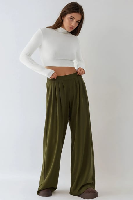 Weiche Touch Plissierte Weite Hose - Image 5