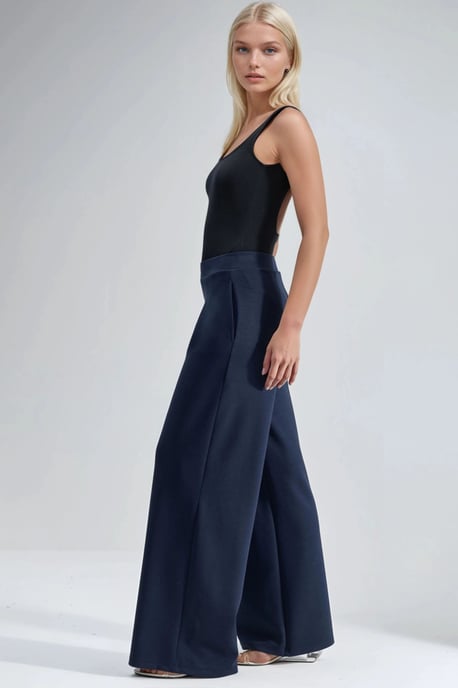 Elastische Taille Plissee Palazzo-Hose - Image 2