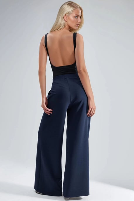Elastische Taille Plissee Palazzo-Hose - Image 3
