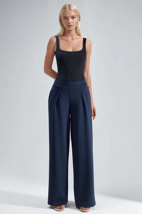 Elastische Taille Plissee Palazzo-Hose - Image 5