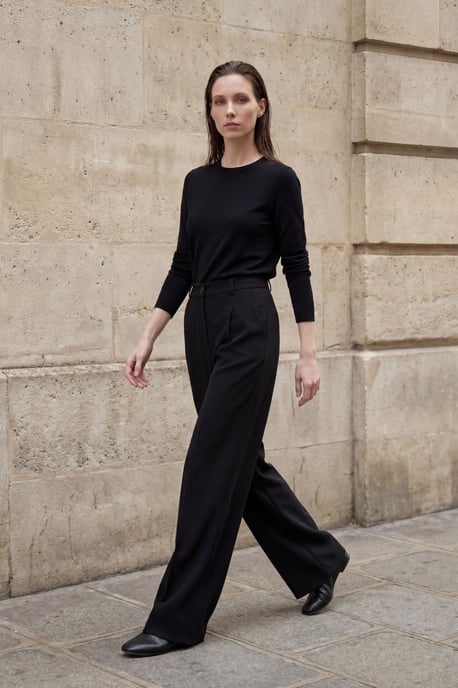 MyFashion Hochtaillierte, plissierte Straight-Leg-Hose - Schwarz - Image 1