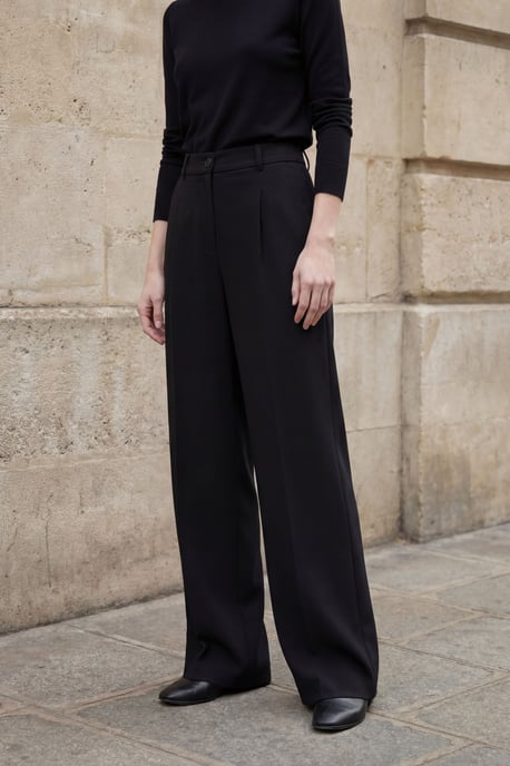 MyFashion Hochtaillierte, plissierte Straight-Leg-Hose - Schwarz - Image 2