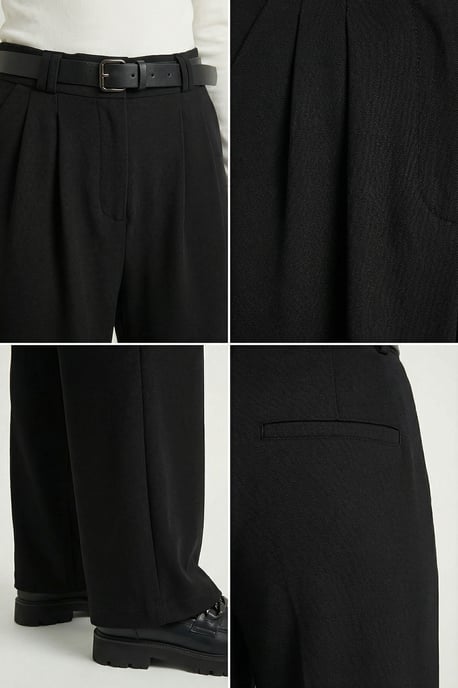 Hochtaillierte weit geschnittene Hose mit Schnalle - Image 4