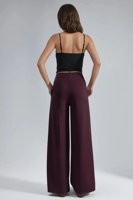 Elastische Taillen Falten Palazzo-Hose - Image 3