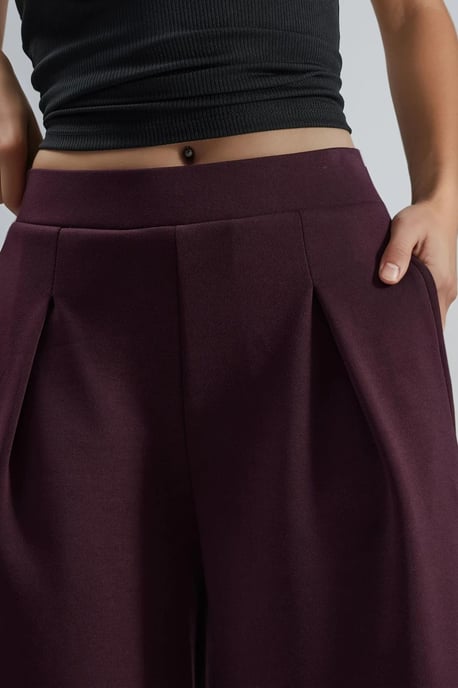 Elastische Taillen Falten Palazzo-Hose - Image 6
