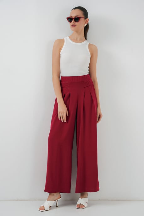 Falten Midikrepp-Hose mit weitem Bein - Image 2