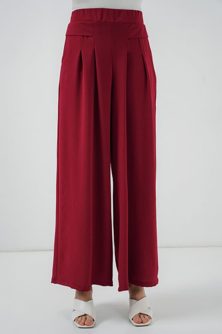 Falten Midikrepp-Hose mit weitem Bein - Image 3