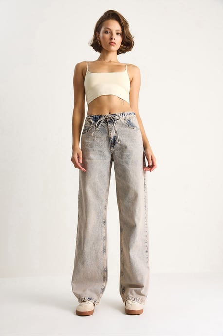 Hochtaillierte gerade Denim-Jeans - Image 2