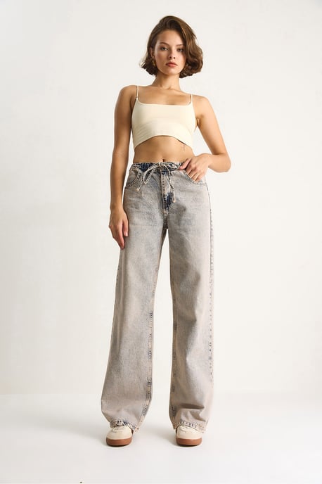 Hochtaillierte gerade Denim-Jeans - Image 3