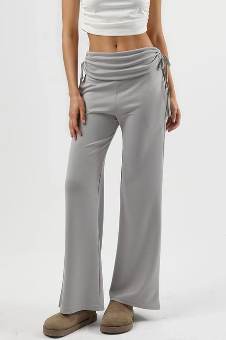 Modal Touch Hochtaillierte Weite Hosen mit Raffungsdetail - Image 1