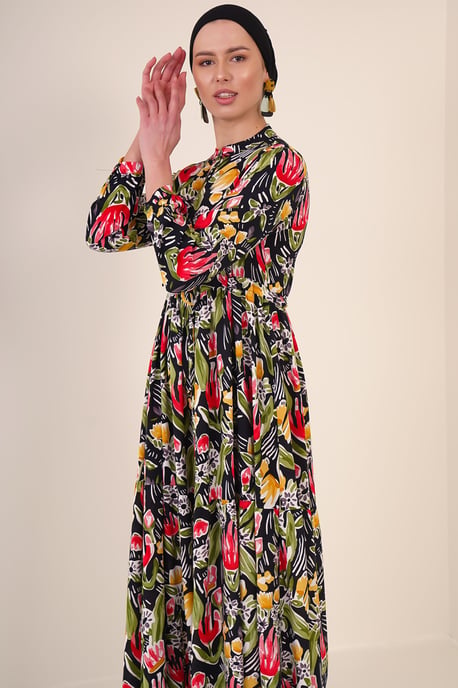 Maxikleid mit Muster und Knopfverschluss - Image 2