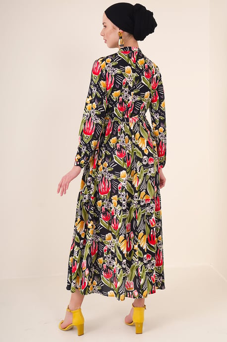 Maxikleid mit Muster und Knopfverschluss - Image 3