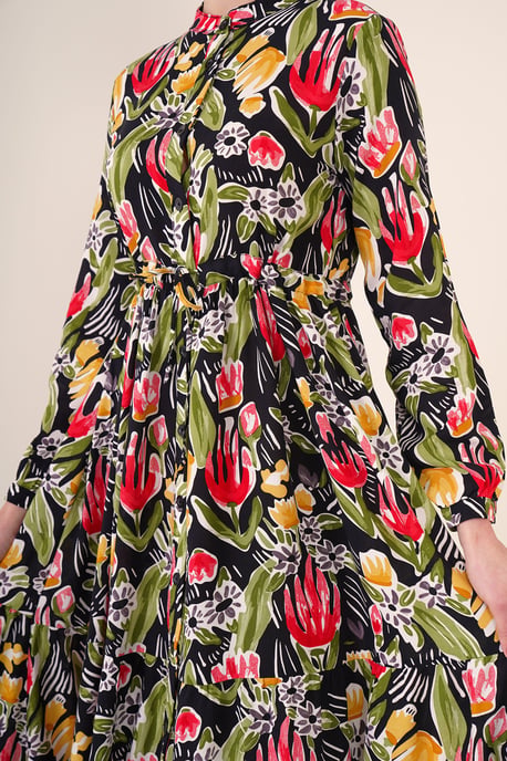 Maxikleid mit Muster und Knopfverschluss - Image 4