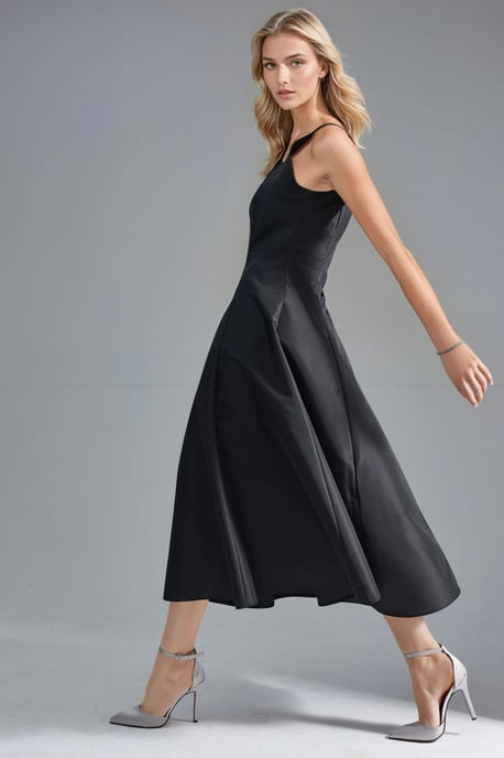 Kleid mit quadratischem Ausschnitt im A-Linien-Schnitt midi - Image 2