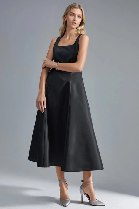 Kleid mit quadratischem Ausschnitt im A-Linien-Schnitt midi - Image 4