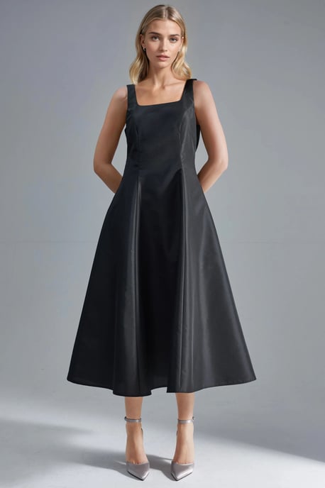 Kleid mit quadratischem Ausschnitt im A-Linien-Schnitt midi - Image 6