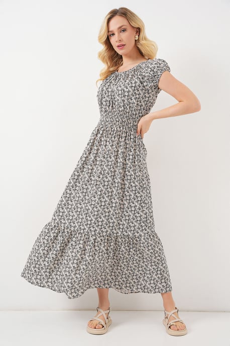 Floral A-Form Maxi-Kleid mit elastischen Details - Image 3