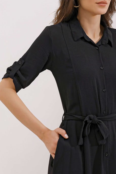 Strukturiertes Midikleid mit Schleife - Image 3