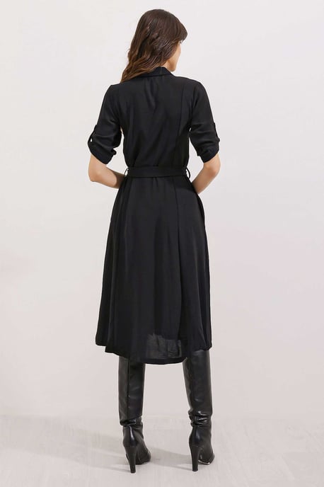 Strukturiertes Midikleid mit Schleife - Image 4